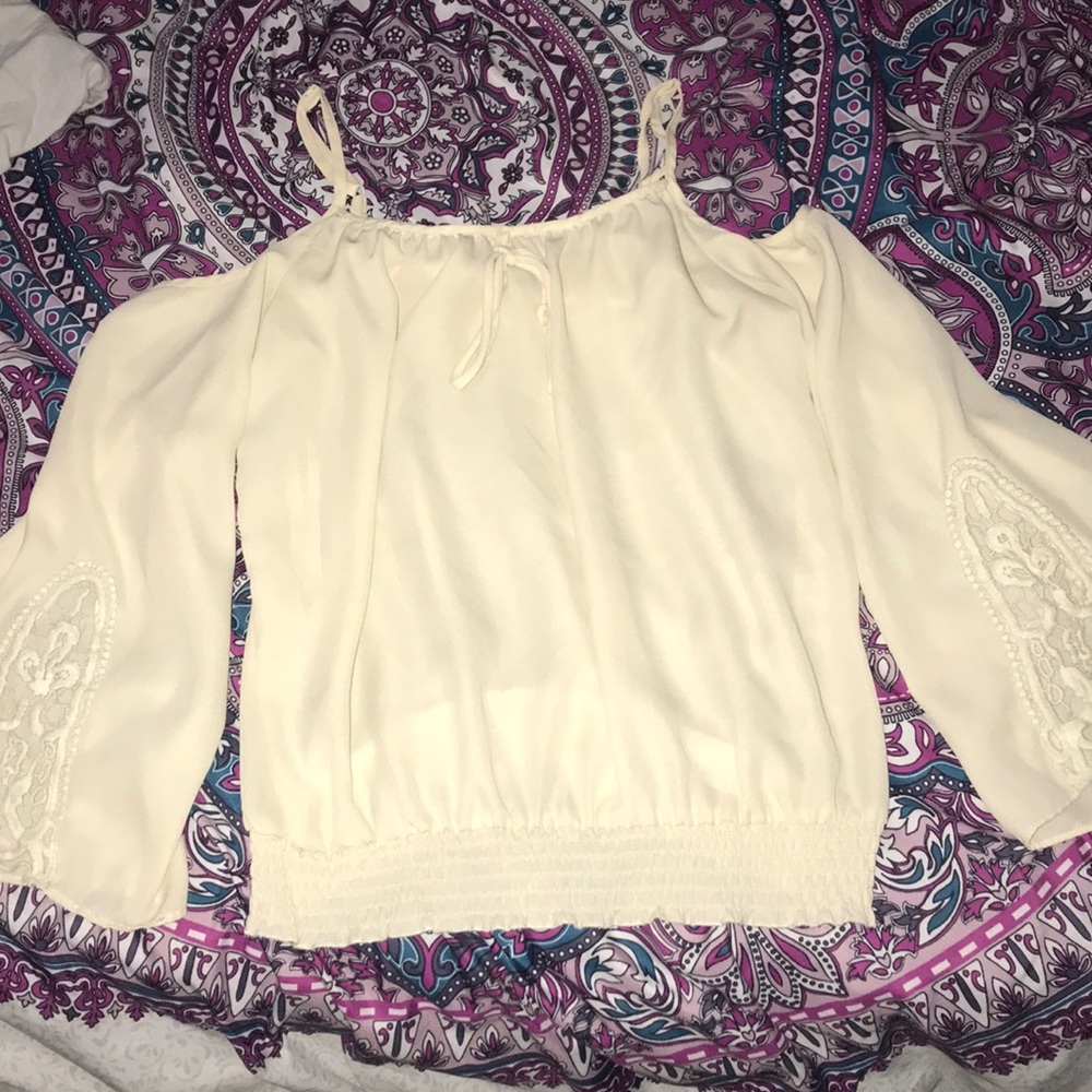 flowy off the shoulder shirt